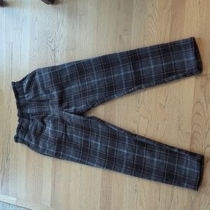 Brown Plaid Paper bag Pants